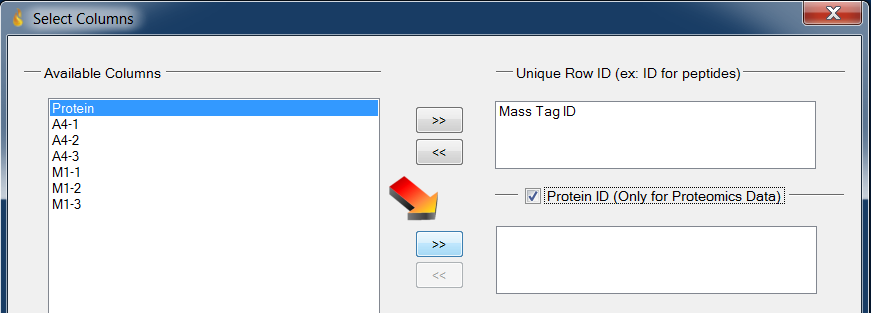 Loading data: Select the Protein column